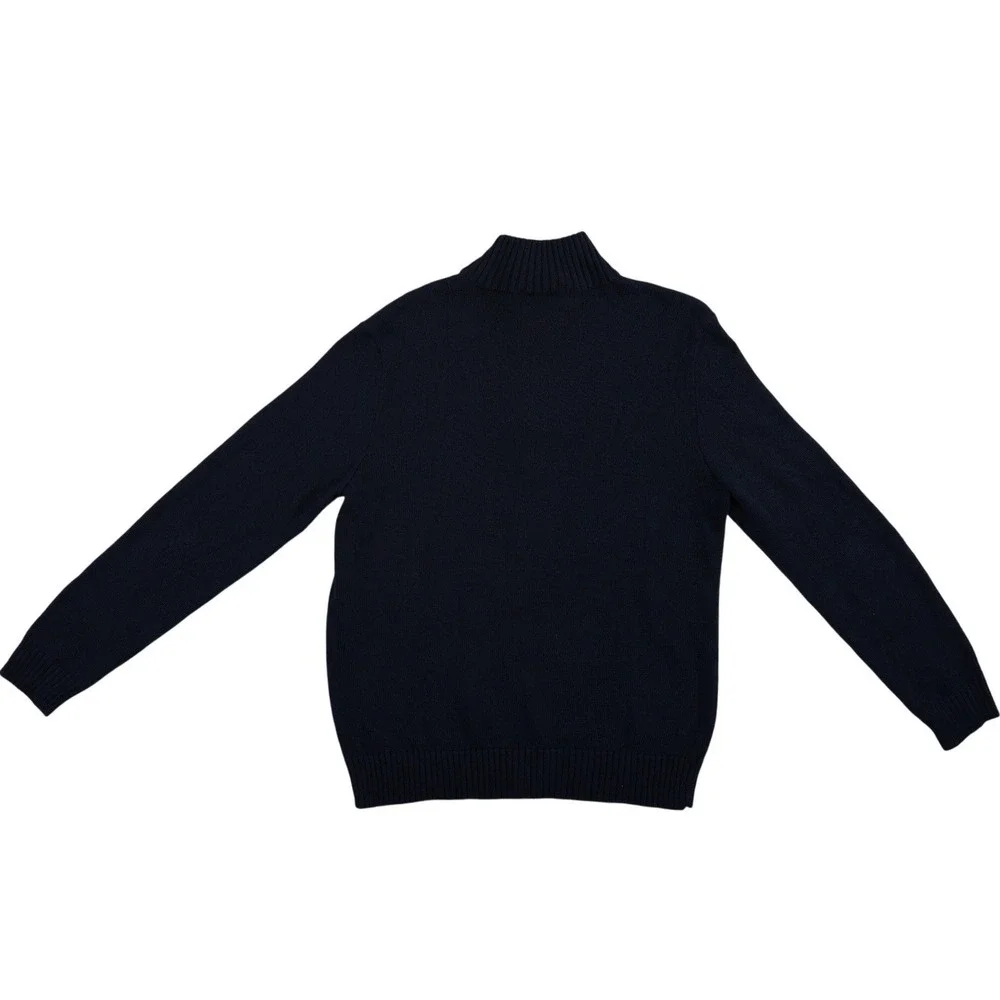 Polo Ralph Lauren Sweater Top Men's Size Large Navy Quarter Zip 100% Cotton Pony
